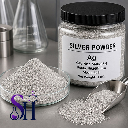 پودر نقره Silver Powder Ag پودر فلزی با خلوص و اندازه ذرات مختلف برای صنایع الکترونیک و متالورژی