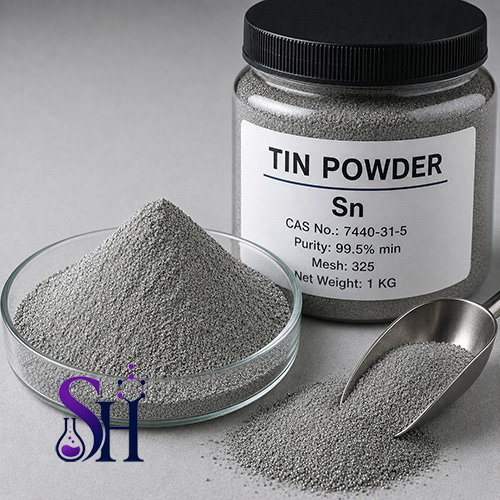 پودر قلع Tin Powder Sn پودر فلزی صنعتی با خلوص و مش مختلف برای متالورژی لحیم کاری و صنایع الکترونیک